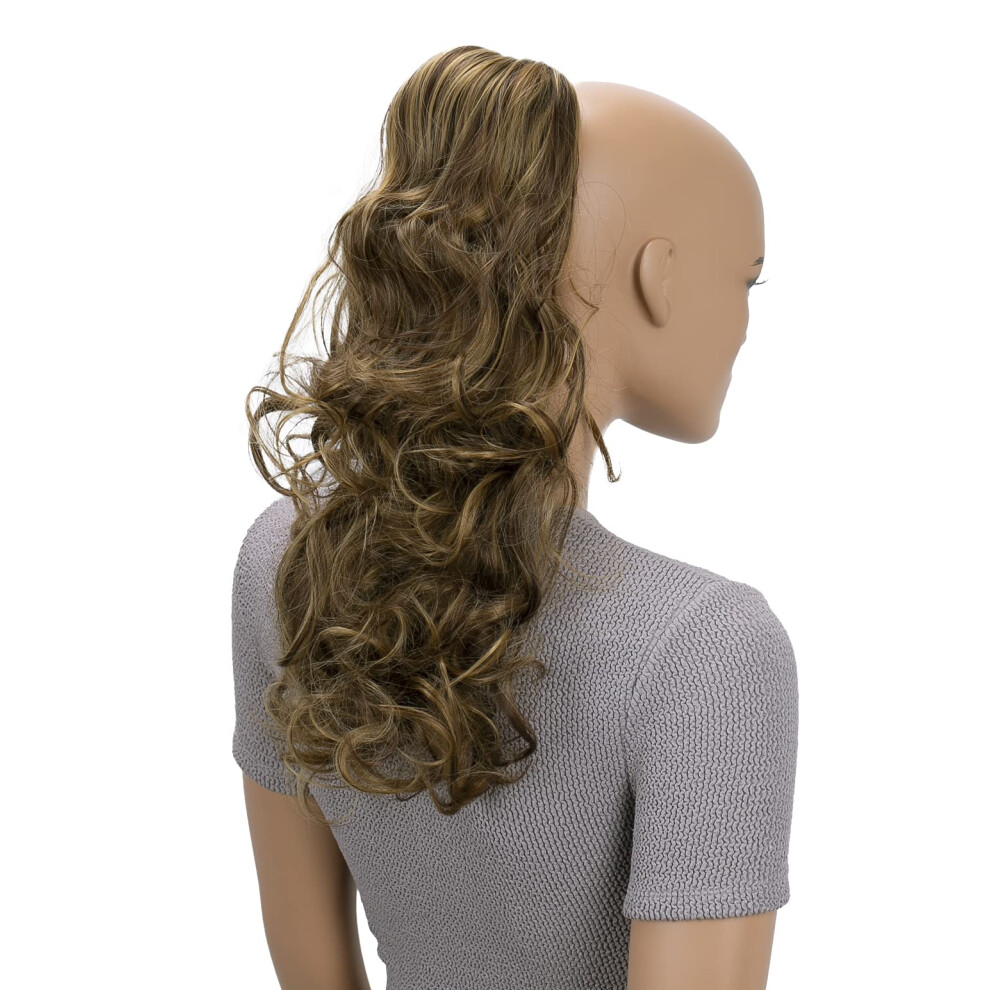 Caisha Unisex Red,Brown 18 Hairpiece Ponytail Extensions Voluminous Wavy Golden Blonde Red Brown Mix Ph33