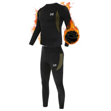 MEETYOO Abbigliamento Termico Invernale da Uomo Mutande Lunghe Strato Base Top Intimo Set Sci Corsa Intimo Nero X-Large