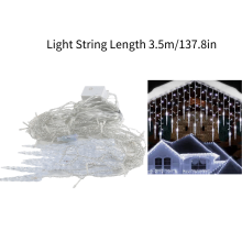 (White (EU), 3.5m) Icicle Led Christmas Lights Window Falling Rain Outdoor Garden Home Party Decor