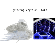 (Blue (EU), 5m) Icicle Led Christmas Lights Window Falling Rain Outdoor Garden Home Party Decor