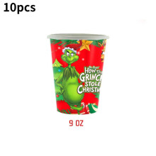 (Paper Cup) Grinch The Themed Christmas Party Decorations Supplies Set Napkins Plates Cups