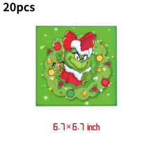 (Napkings) Grinch The Themed Christmas Party Decorations Supplies Set Napkins Plates Cups