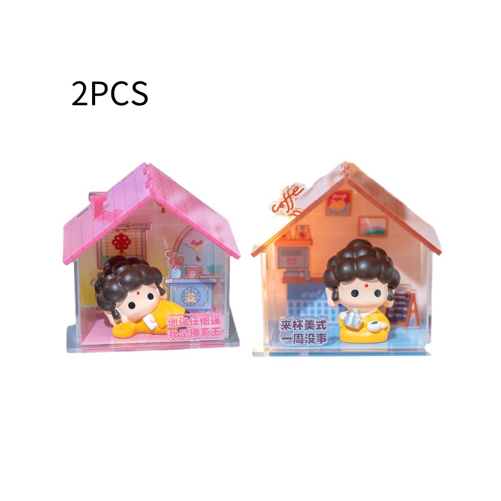 (Style 7) Cute Buddha Bubble Head Statue Ornament Cartoon Desktop Decor Gift Pendant Bag-image-OPC-PGDN82Y-NEW