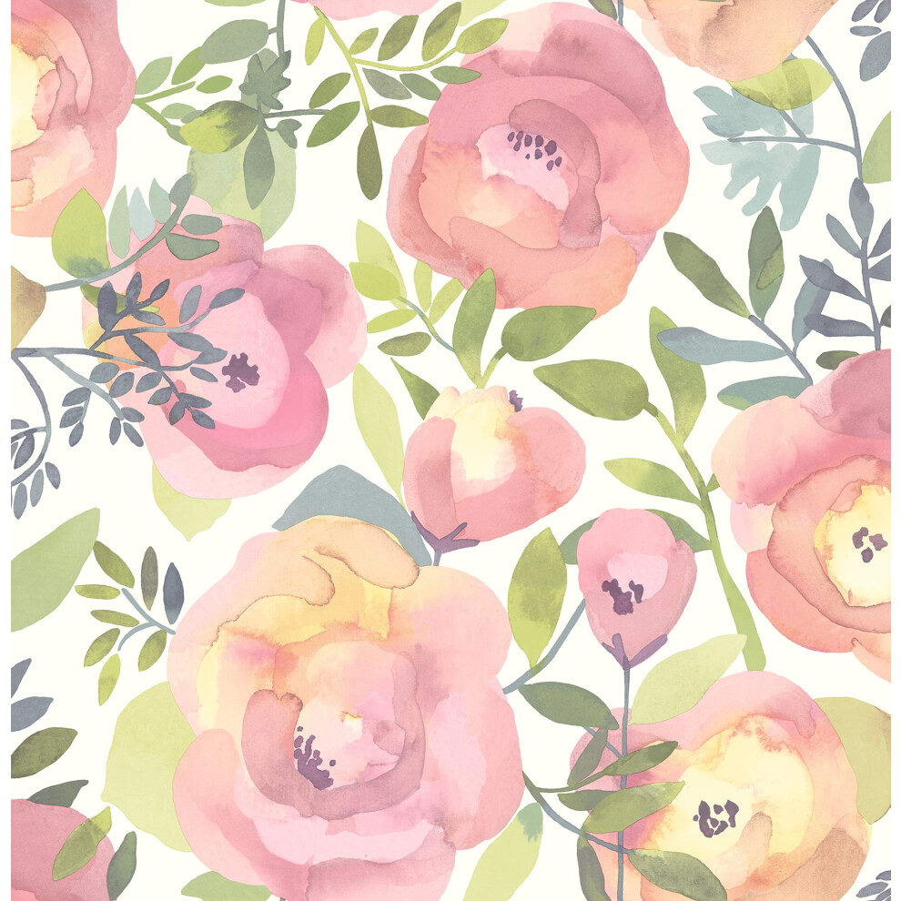 Nuwallpaper Nu3035 Peachy Keen Peel & Stick Wallpaper Pink 091212344020