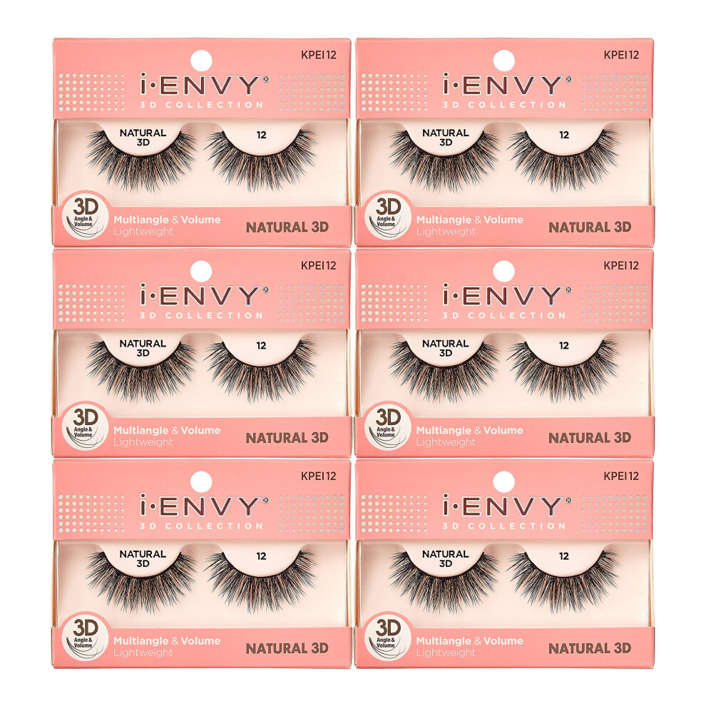 Ienvy Natural Eyelashes Lightweight False Lashes Multiangle And Volume 3D Natural Strip Lashes (6 Pack)