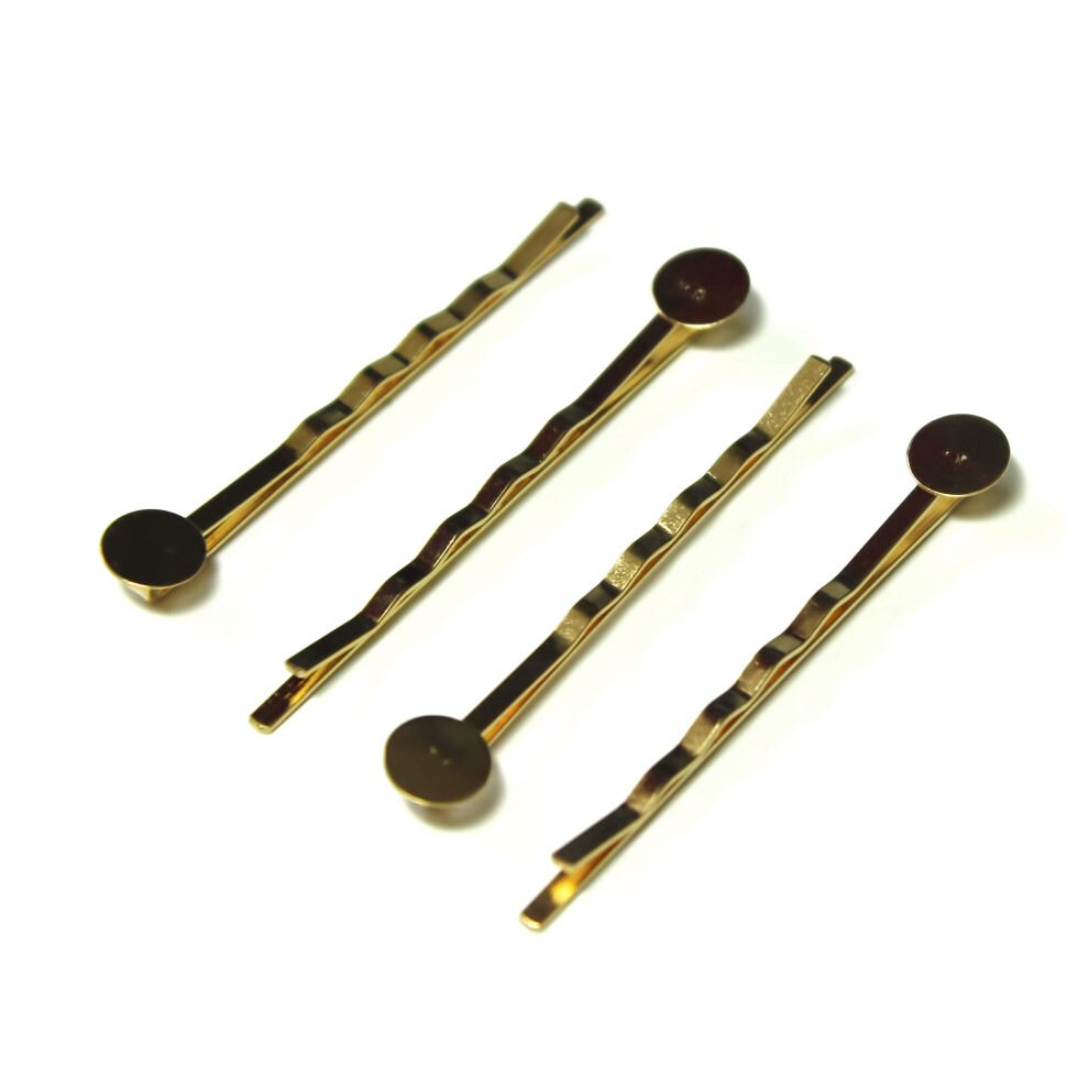 All In One Bobby Pins Hair Clips With Glue On Flat Pads For Diy (Kc Gold 55Mm - 100Pcs)