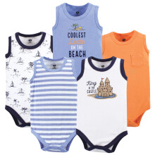 Hudson Baby Unisex Baby bomuld ?rmel?se bodysuits Sandcastle 3-6 m?neder
