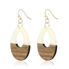 Pomina Orecchini a goccia bicolore bianco marrone bianco marrone per donna orecchini in legno ovali oro geometrici a goccia orecchini a goccia in aut