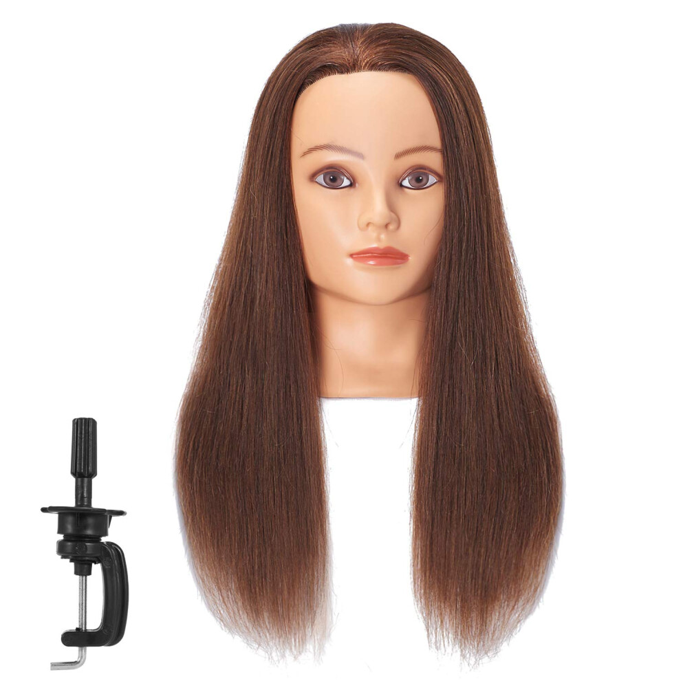 Headstar Unisex 24-26 Human Hair Mannequin Head - Hairdresser Training Head For Practice Cutting & Braiding