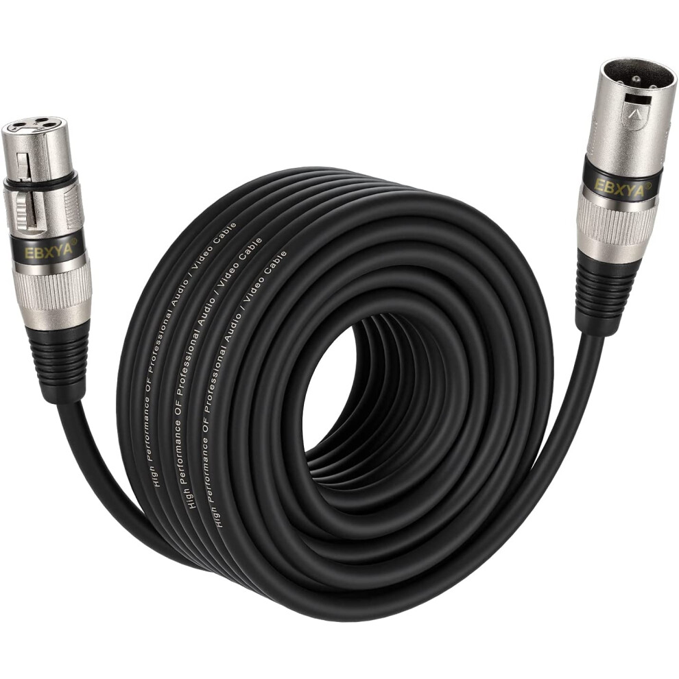 Ebxya Xlr Cable 3-Pin Balanced Shielded Xlr Male To Female Mic Dmx Cable Cords (Black) Black 749390801636