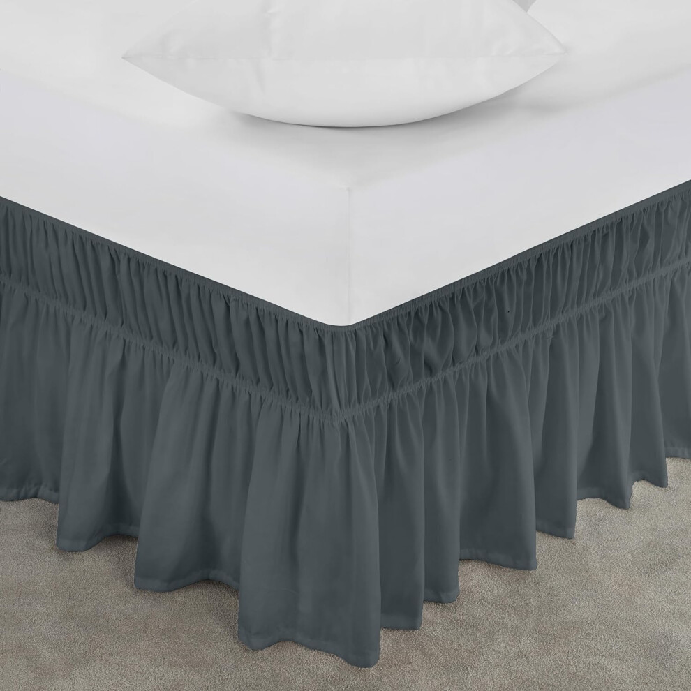 Utopia Bedding Full Elastic Bed Ruffle - Easy Wrap Around Ruffle - Microfiber Bed Skirt with Adjustable Elastic Belt 16 Inch Tailored Drop - Hote