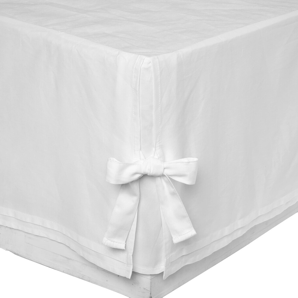 Laura Ashley Home - Corner Tied Tailored Bedskirt Luxury Bedroom Decor Wrinkle & Fade Resistant (White Queen)