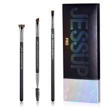 Jessup ?jenbryn Makeup B?rste S?t Professionelt Precision Define Sculpt Fladvinklet Spoolie B?rster Cruelty-Free Syntetiske B?rster 3 STK T326
