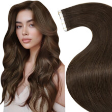 LaaVoo Hiustenpidennysteippi 14 tuumaa 40g Saumaton teippi hiustenpidennyksissδ Real Human Hair Tummanruskeat teippipidennykset Hiukset #4 Silkkisen