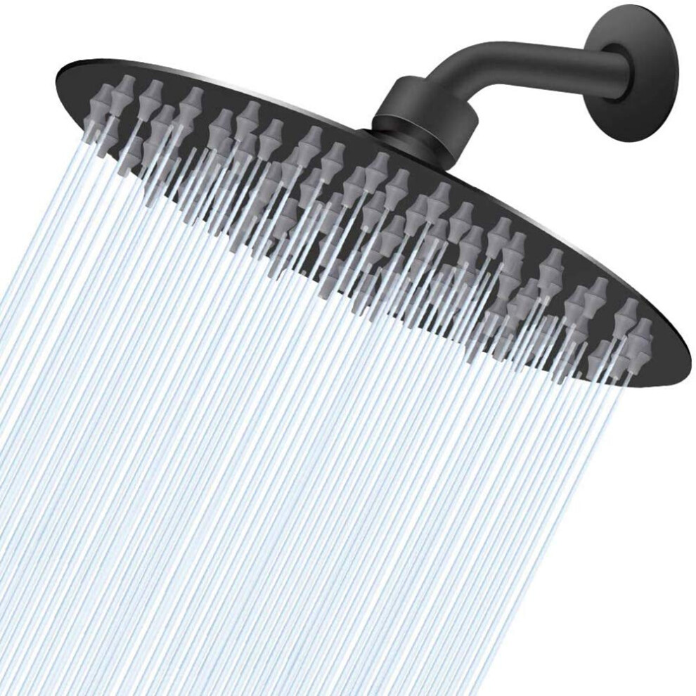 NearMoon Rain Shower Head  Ultra-Thin Design-Pressure Boosting  Awesome Some Experience  High Flow Stainless Steel Rainfall Head (8 Inch Matte Black)-image-OPC-PGDNJ5P-NEW