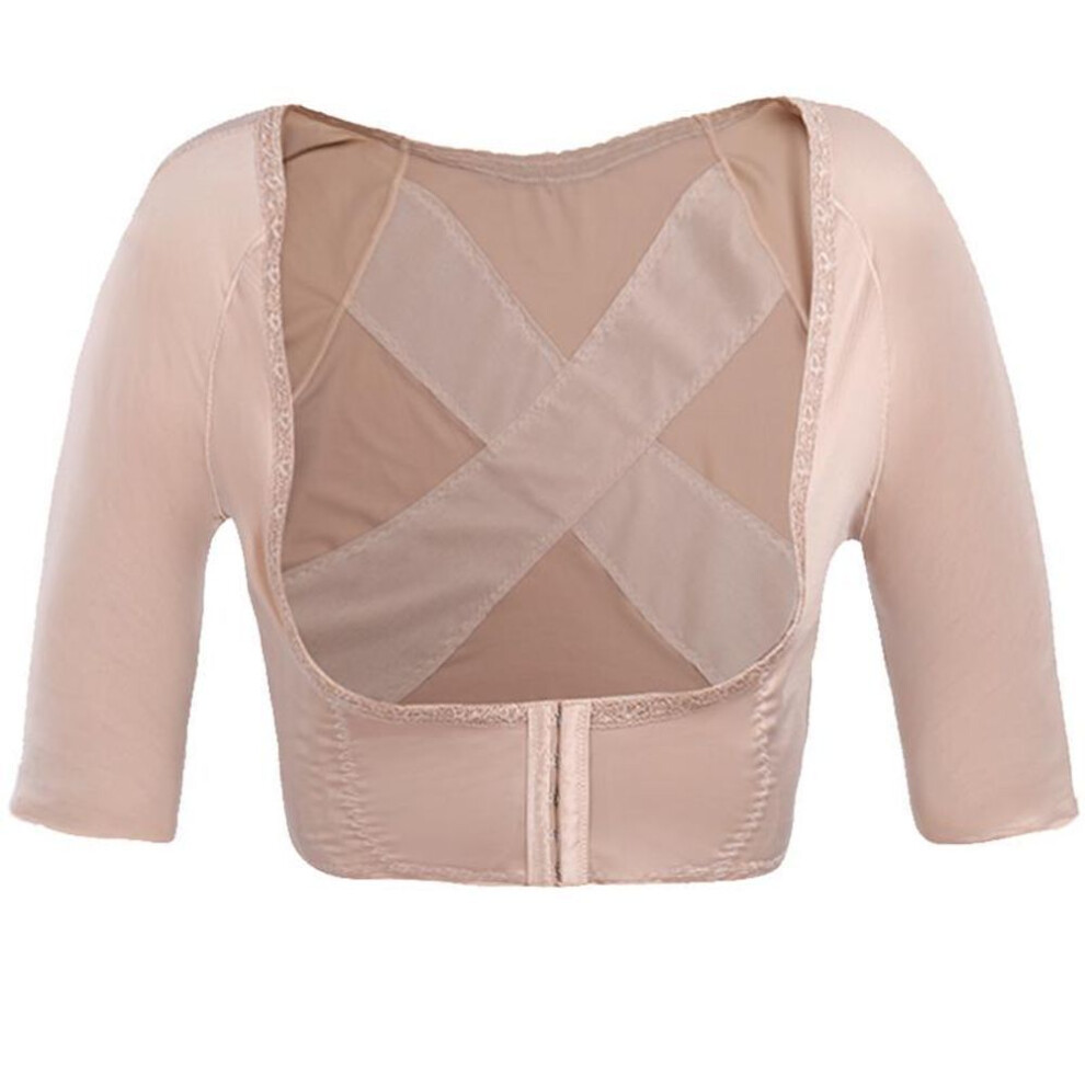 (nude, M) Women&apos;s Upper Arm Shaper Post Surgical Slimmer Vest Compression Arm Sleeves Humpback Corrector Tops
