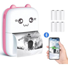 (pink) Portable Mini Bluetooth WiFi New Wrong Printer Mobile Phone Photo Title Note Hot Print Pocket Student Error Label Printer