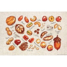 Kit di punto croce - LUCA-S - B1165 Noci &amp; semi - Tela Bellana 20ct (8 pts/cm) - 29 colori - 31,5x20 cm