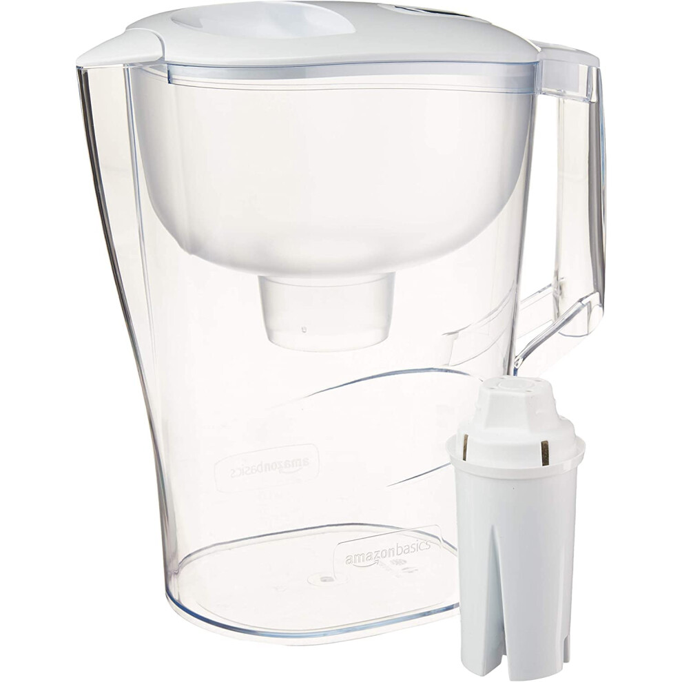 Amazon Basics Water Filter Pitcher for Fridge - 10-Cup Water Pitcher with Filter Compatible to Brita Water Pitchers & Dispensers for Clean  Crisp Wate