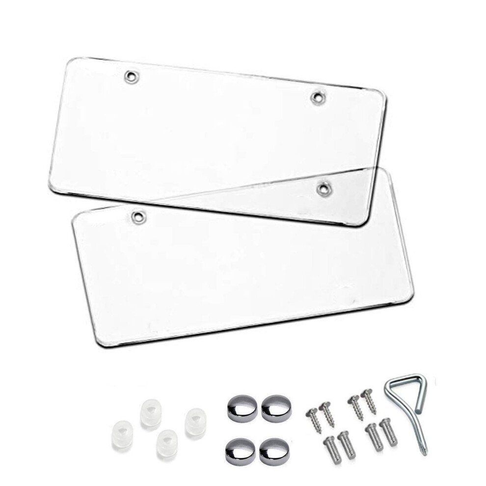 Car License Plates Shields 2 Pack Clear Flat Design Novelty Universal Plate Covers Unbreakable Frame Covers To Protect Front Back License Plates 2 Ho 653718116848