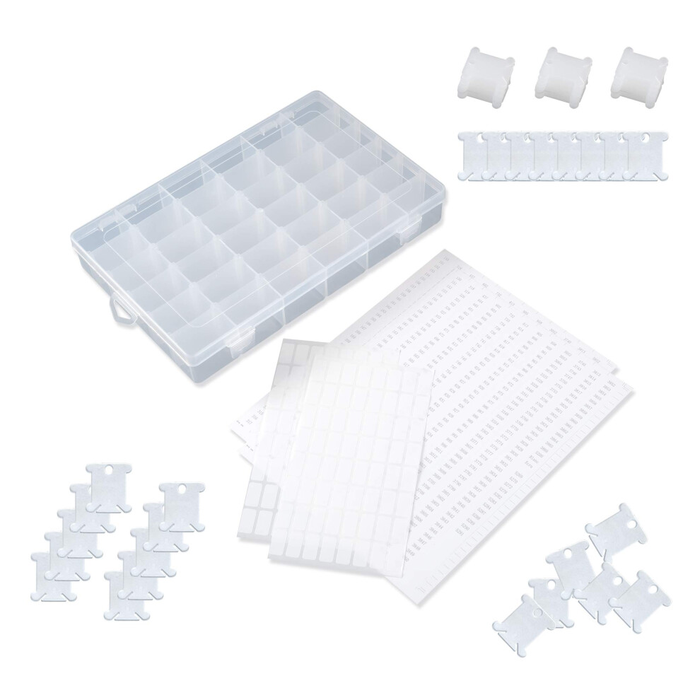 120 Pieces Plastic Floss Bobbins with 36 grids Embroidery Floss cross Stitch Organizer Box  White
