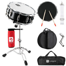 Vangoa Snare Drum Set Student Snare Drum Kit with Stand Drum Mute Pad 5A Drum Sticks Drum Keys Sticks 14X 55 Black
