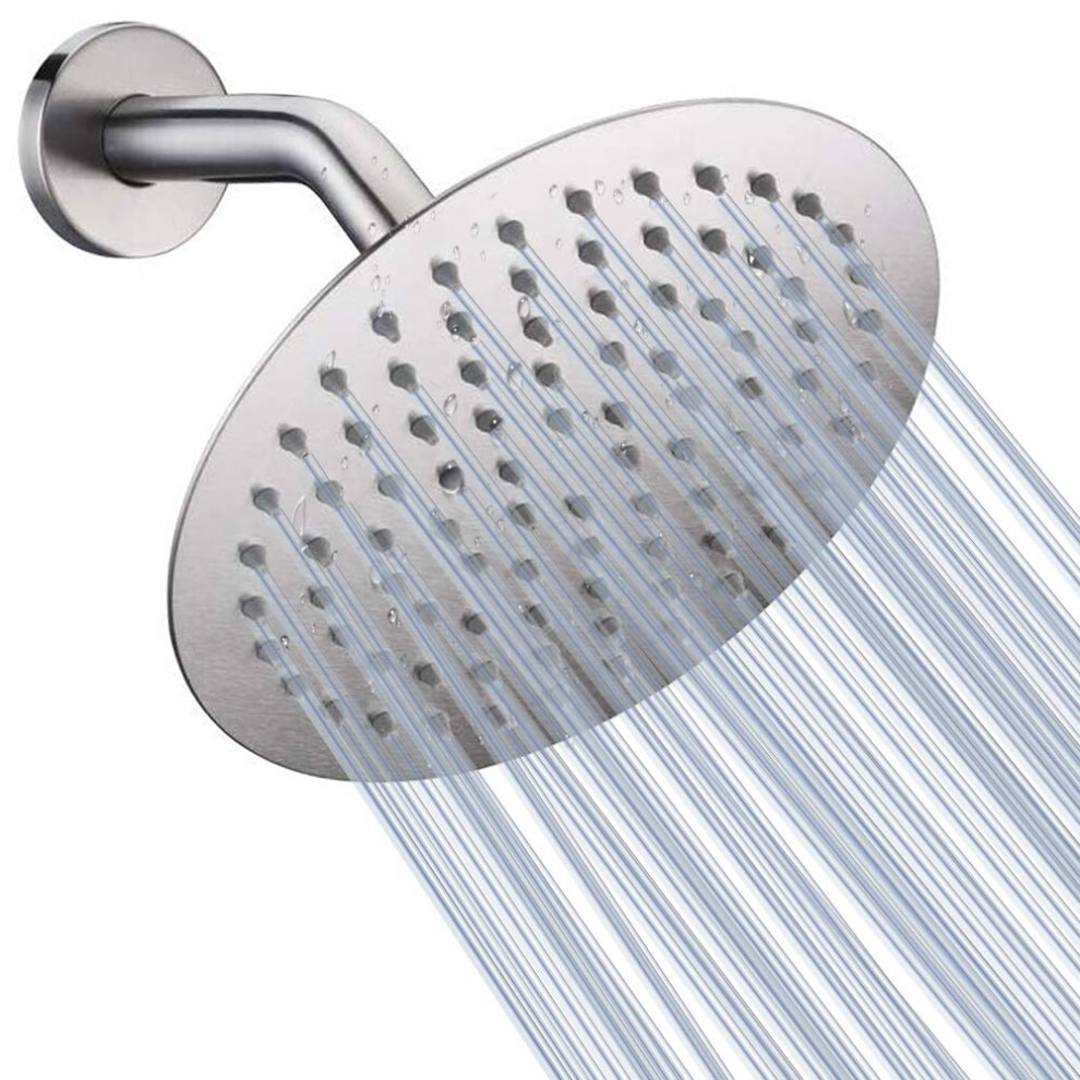 Nearmoon Soffione Doccia A Pioggia, Design Ultra Sottile, Con Aumento Della Pressione, Fantastica Esperienza, In Acciaio Inox Ad Alto Flusso (20,3 Cm, Nichel Spazzolato)-image