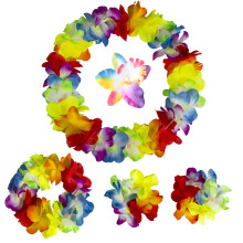 Hawaiian Leis Headband Wristbands Flower Hair Clips Luau Tropical Women Necklace Headpiece Hair Bands Hairband Bracelets Summer Beach Pool Cosplay Dr