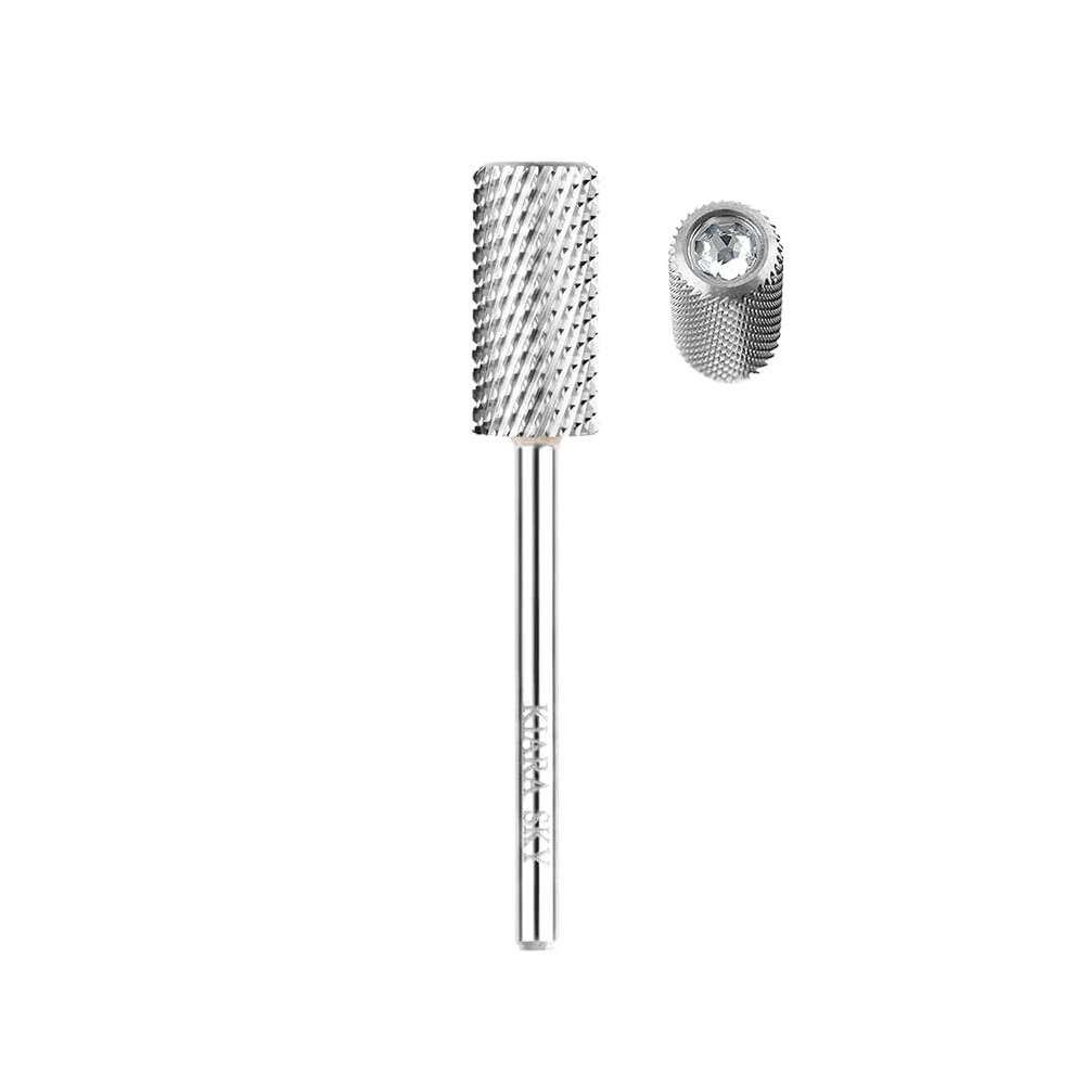 Kiara Sky Universal Nail Drill Bit For E-File Non-Coated Stainless Steel With Safety Edge For Cuticle And Nails Care Large Barrel Coarse Bit Silver 810082610338