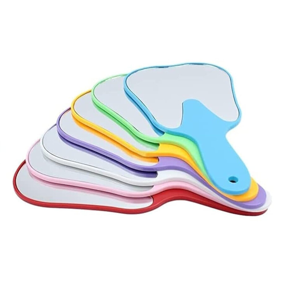 Mrhugoo 7 Pieces Tooth Shaped Handheld Mirror Cute Makeup Mirror Hand Held Plastic Dental Mirrors With Handle Colorful