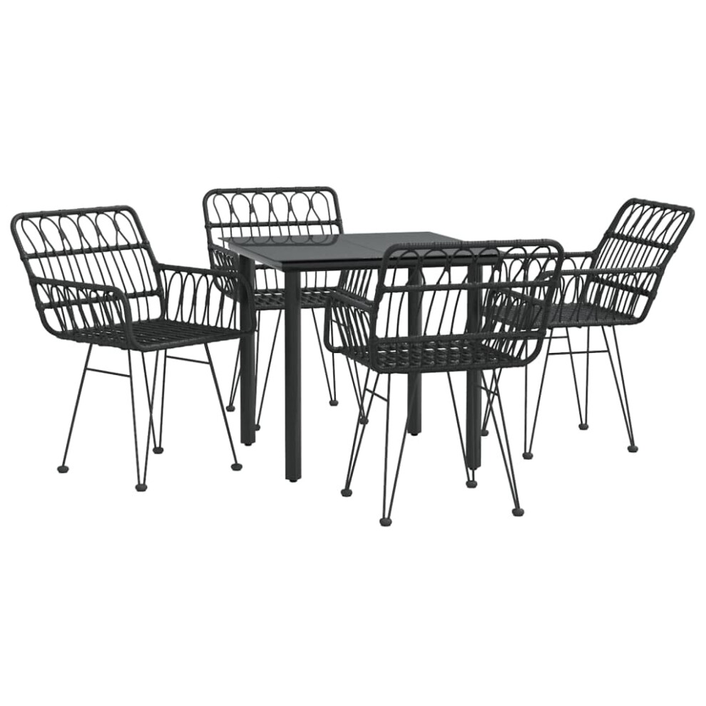 Vidaxl Garden Dining Set 5 Piece Patio Furniture Outdoor Seating Table And Chair Dining Set Dinner Table Dinner Chair Black Poly Rattan