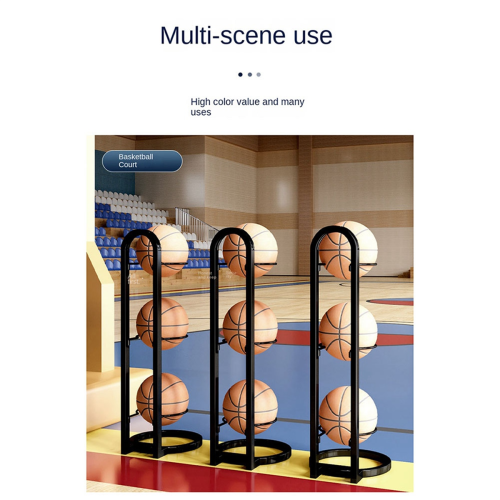 Three-Layer Iron Basketball Stand, for Volleyball,Black 2