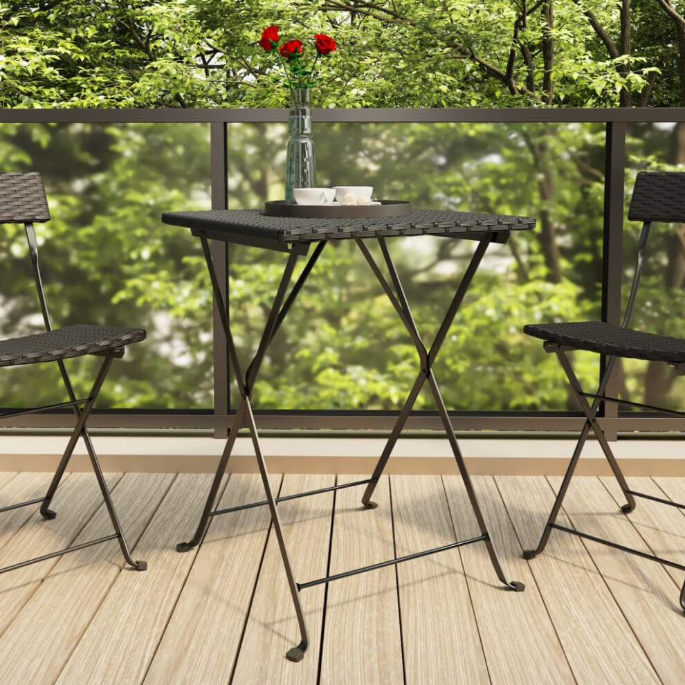 Vidaxl Folding Bistro Table Black 21.7X21.3x28 Poly Rattan