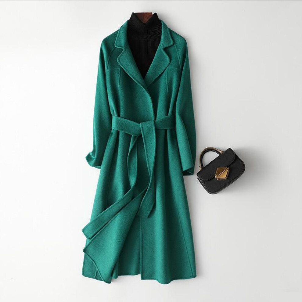 (green, XXL) "2024 Loose-Fit Double-Faced Cashmere Long Coat - High-End Fashionable Wool Jacket