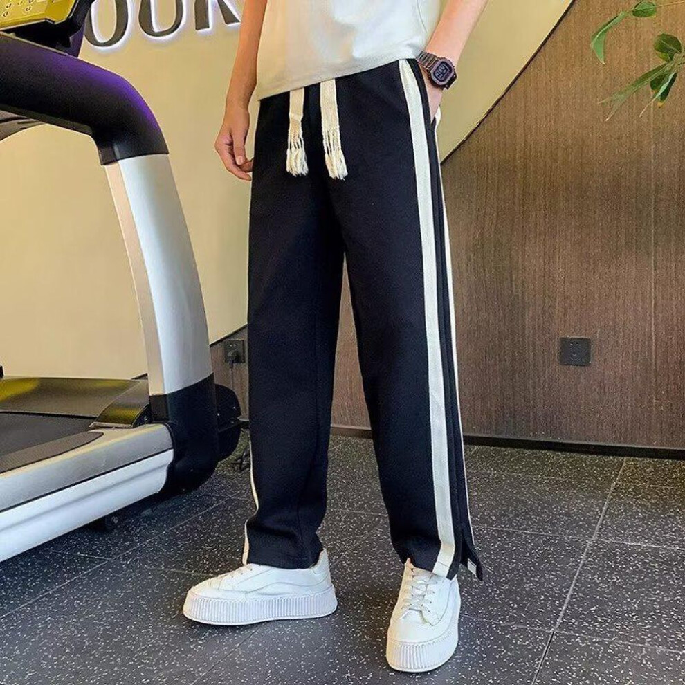 (black, 3XL) "2023 Men's Korean Style Loose Casual Pants - Trendy, All-Match, Summer Thin, Split Wide-Leg Mopping Trousers