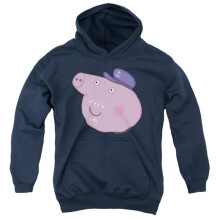 Trevco Sportswear HBRO1452-YFTH-4 Peppa Pig Grandpa Pig Face Youth Hooded Sweatshirt, Navy - Extra Large
