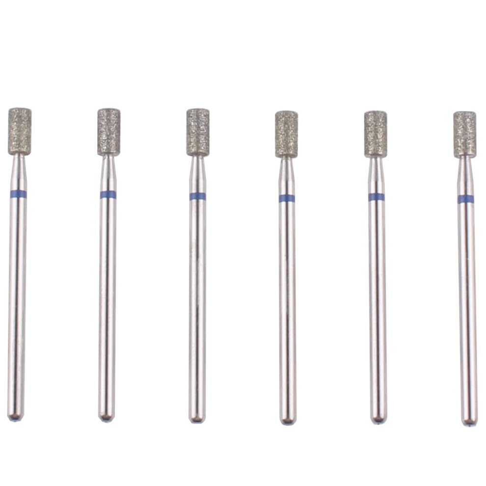 Mzcmsl 6Pcs Barrel Cuticle Drill Bits Pro Diamond Bits For Manicure 3/32 Shank Efile Bit (Medium)