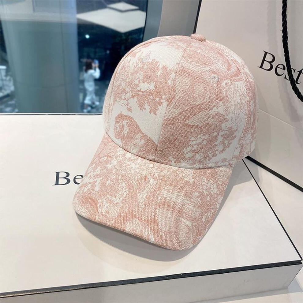 (pink, Adjustable (55-58cm)) "spring & Summer All-match Printed Baseball Cap For Women & Men - New Style Fashion Sun Protection Hat, Slimming Design For Early Autumn