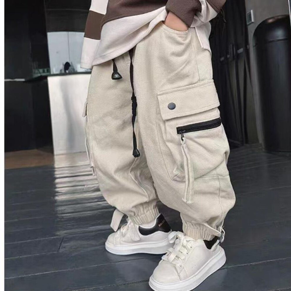 (off-white, 150) "2023 Stylish Boys' Spring/autumn Overalls - Trendy Korean Medium & Large Kids' Pants