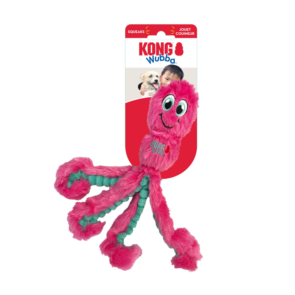 Kong Wubba Octopus Tug And Fetch Squeak Dog Toy Assorted Colors (Small)