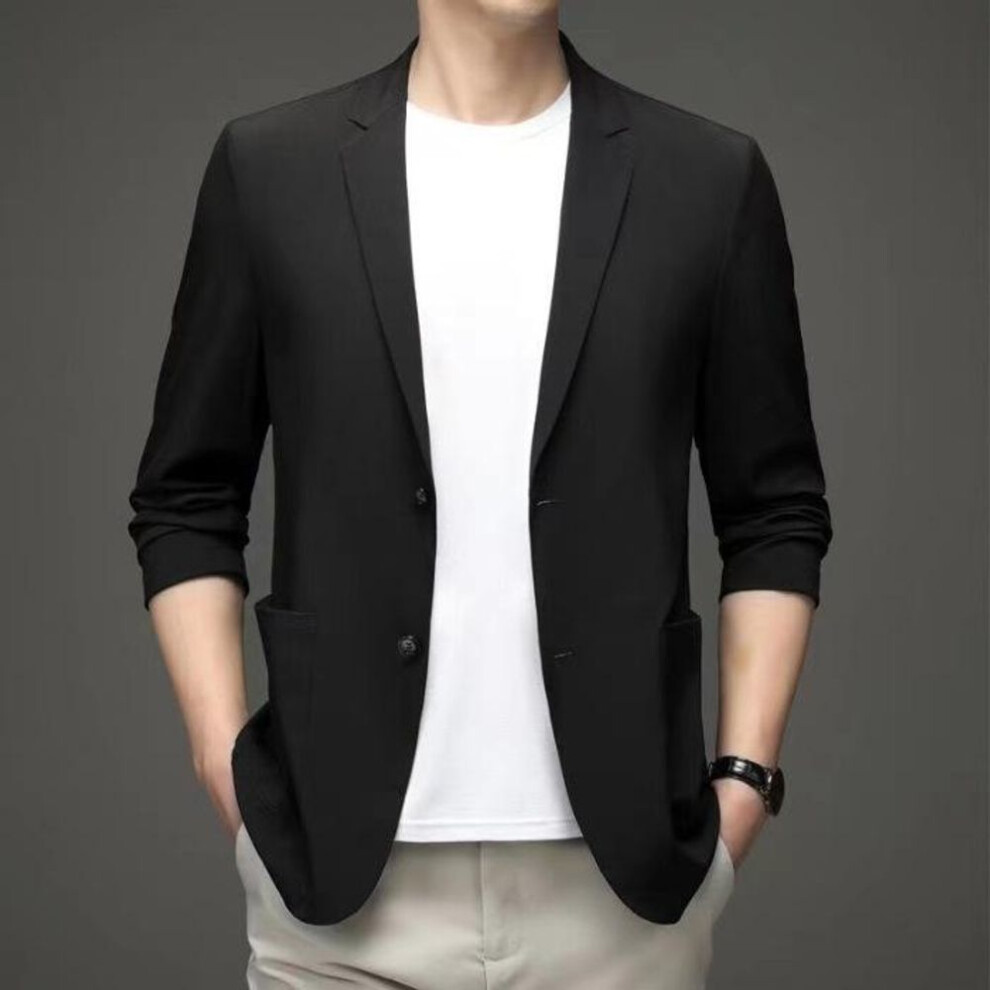 (black, M) "Men's Plus Size Lightweight Spring/Summer Casual Business Suit Jacket