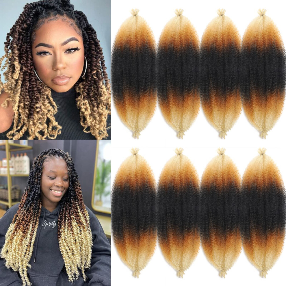 Parceria Unisex 16 Inch Marley Twist Braiding Hair 8 Packs Springy Afro Twist Hair Pre-Fluffed Spring Twist Hair Kinky Hair Afro Twist Hair Marley Hair For Faux Locs