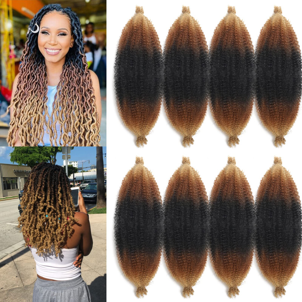 Parceria Unisex Not,Specified 16 Inch Springy Afro Twist Hair 8 Packs Marley Twist Braiding Hair Pre-Fluffed Spring Twist Hair Kinky Hair Afro Twist Hair Marley Hair For Faux Locs