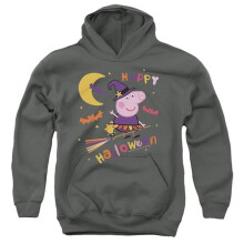 Trevco Sportswear HBRO1462-YFTH-2 Peppa Pig Happy Halloween Youth Hooded Sweatshirt, Charcoal - Medium