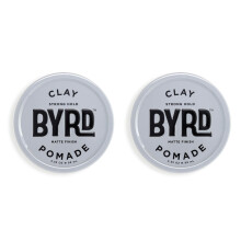 BYRD Hair Clay Pomade 2-pack - Sterke hold, ultra matte finish, geeft volume en modelleert alle haartypen. 3,35 oz per stuk (twee stuks)