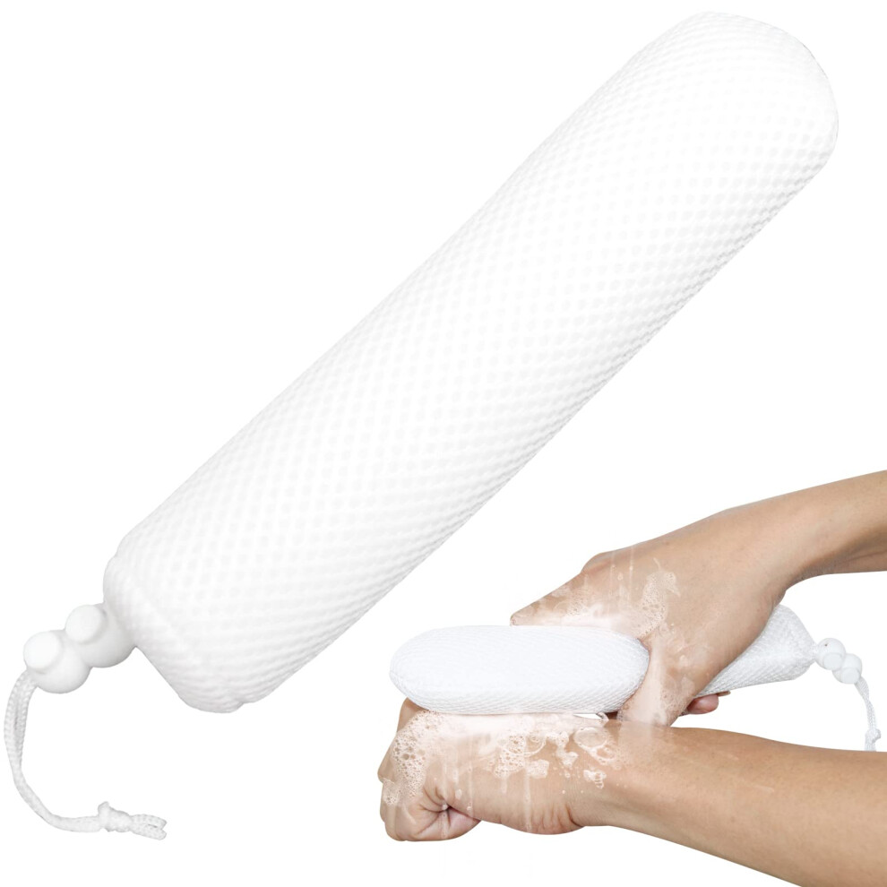 Kkaffe White Bath Brush Head With Sponge Back Scrubber Bath Mesh Bath Body Brush Head For Elderly Aid Bathing And Shower( Head)
