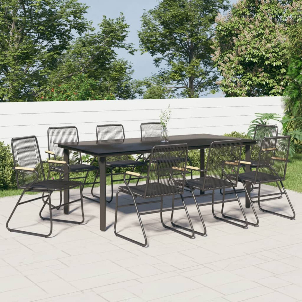 Vidaxl 9 Piece Patio Dining Set Black Pvc Rattan