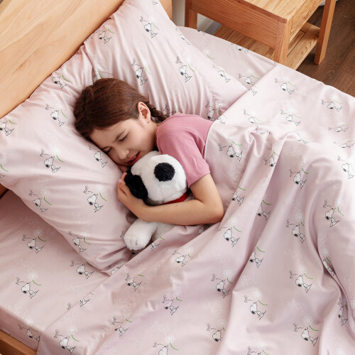 Berkshire Blanket Peanuts Σεντόνια Παιδιών, Full Size - 4 Τεμάχια, Snoopy Make A Wish Ροζ 1