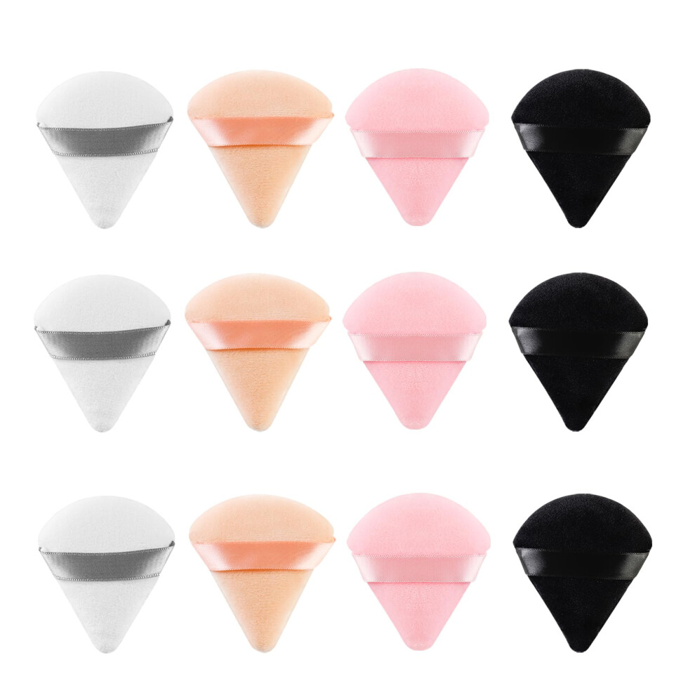 Mmq 12 Pieces Triangle Powder Puff Face Soft Triangle Makeup Puff Velour Cosmetic Foundation Blender Sponge Beauty Makeup Tools