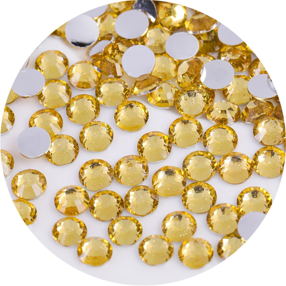 Laviyo 2250 Pcs Ss16 4Mm Flatback Rhinestones For Nails Art Crafts Glitter Round Gems Crystals Diy Clothes Shoes(Crystal Yellow)